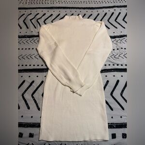 Anrabess Cream Ribbed Knit Dress